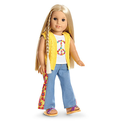American Girl 18" Doll Julie's Classic Outfit Two Tone Bell Bottom Denim Jeans 